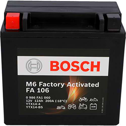 Bosch 0986FA1060 Batería de Motocicleta 12Ah 200A Gel Tecnología Batería de Arranque en Calidad OEM