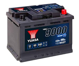 Yuasa YBX9027 Batería de coche AGM Start Stop Plus 12V 60Ah 680A