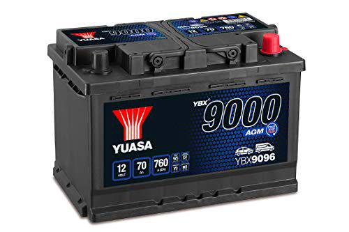 Yuasa YBX9096 Batería de coche AGM Start Stop Plus 12V 70Ah 760A