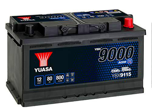 Yuasa YBX9115 Batería de coche AGM Start Stop Plus 12V 80Ah 800A