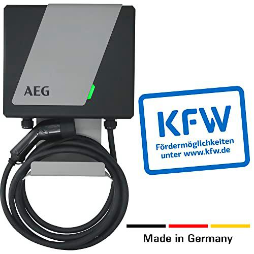 AEG Automotive 11206 Wallbox FF, Negro y Gris, 22 KW mit FI-Schutzschalter und Förderfähig