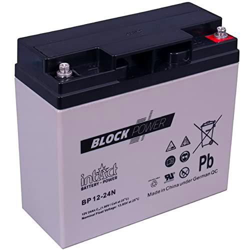 intAct Block-Power BP12-24N | 12 V 24 Ah | Batería de alimentación fiable | Batería AGM sin Mantenimiento