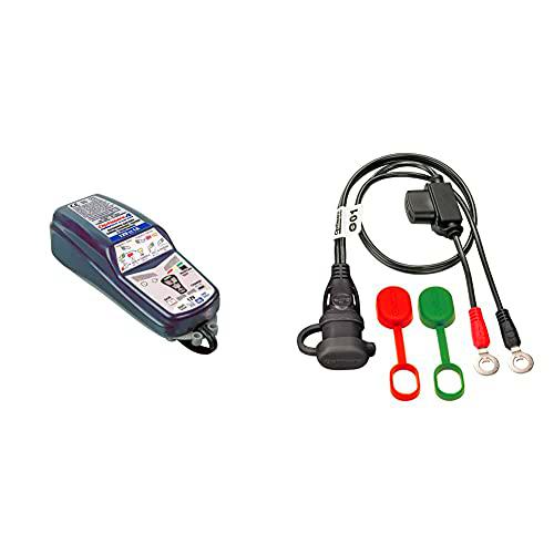 Tecmate TM-340 Optimate 4 Dual Program Cargador baterías + O1 Conector Cargador Optimate con Arandelas