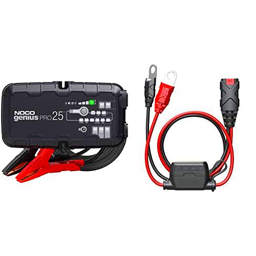 NOCO GENIUSPRO25, 25A Cargador Inteligente Profesional + GC002 X-Connect Accesorio de Terminal de Ojal M6 para Cargadores de Baterías Inteligentes Genius