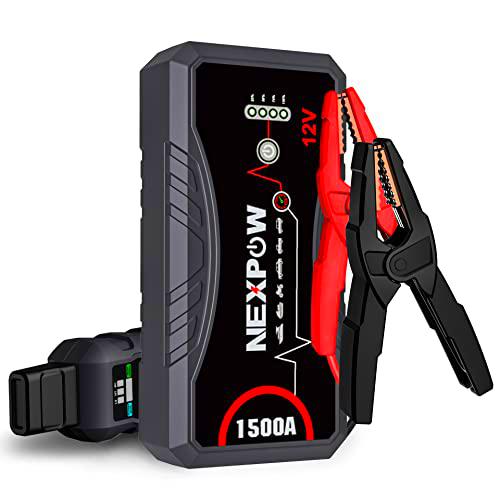 NEXPOW Arrancador de Coches,1500A Arrancador de Baterias de Coche 12V(para 7.0L de Gasolina o 5.5L de Diésel)