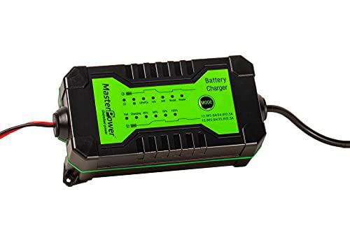 Master U-Power Cargador Inteligente de batería 12/24V 5/2,5A 7 etapas de Carga Impermeable IP65, Negro