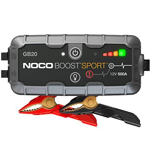 NOCO Boost Sport GB20, Paquete de arrancador de batería de Coche de Litio portátil ultraseguro de 500 amperios y 12 voltios