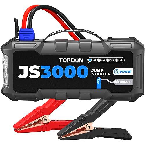 TOPDON Jump Starter JS3000, 3000A/24000mAh Batería Booster Jump Starter Power Pack para Motores diésel de hasta 9L Gas/7L