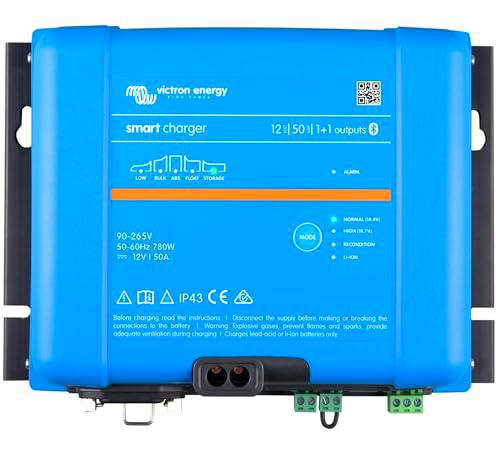 Victron Energy Smart IP43 12-Voltios 50 amperios 85-250V (1+1) Cargador de Batería de Salida, Bluetooth